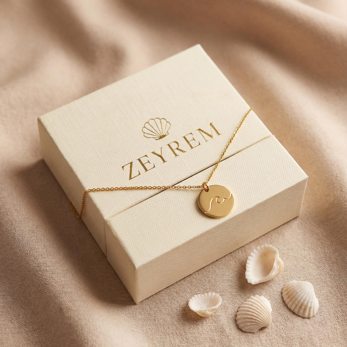 Gold wave necklace with Hug in a Box, a sympathy gift set for someone who is grieving